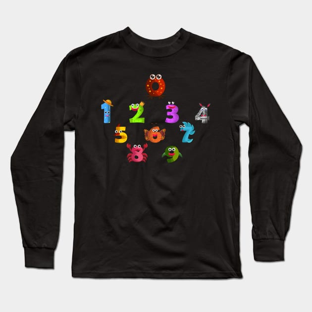 Numbers Long Sleeve T-Shirt by Mako Design 